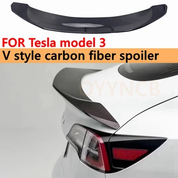 2017-2020 v stílus spoiler alkalmas Tesla Model 3 kiváló minőségű valódi szénszál hátsó spoiler csomagtér fedél autóalkatrész