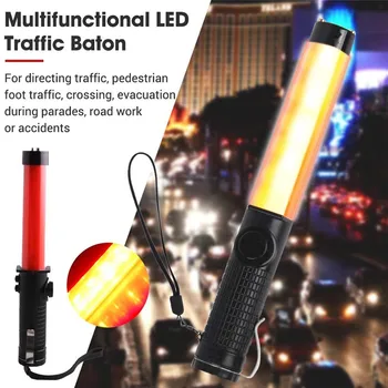 Közlekedési elemlámpa nagy teljesítményű led lámpa Kültéri 3 AA piros baton fény, fáklya lámpás közlekedési rendőrök berendezések Dropshipping